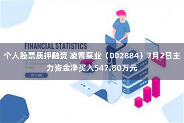 个人股票质押融资 凌霄泵业（002884）7月2日主力资金净买入547.80万元