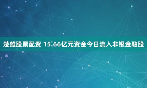 楚雄股票配资 15.66亿元资金今日流入非银金融股