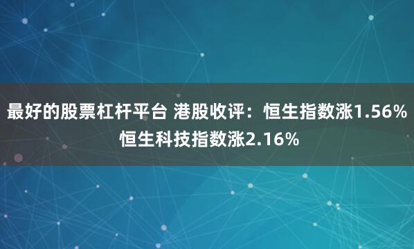 最好的股票杠杆平台 港股收评：恒生指数涨1.56% 恒生科技指数涨2.16%