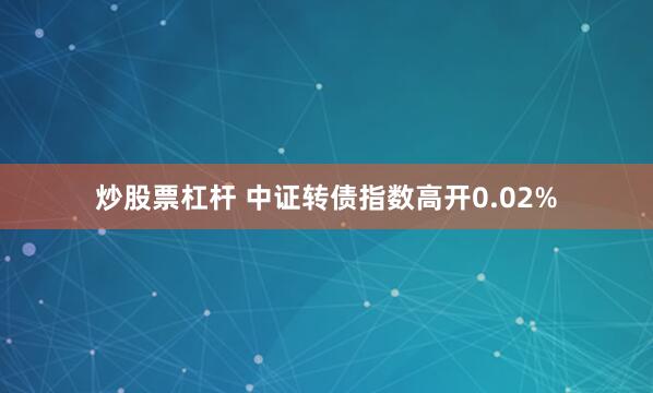 炒股票杠杆 中证转债指数高开0.02%